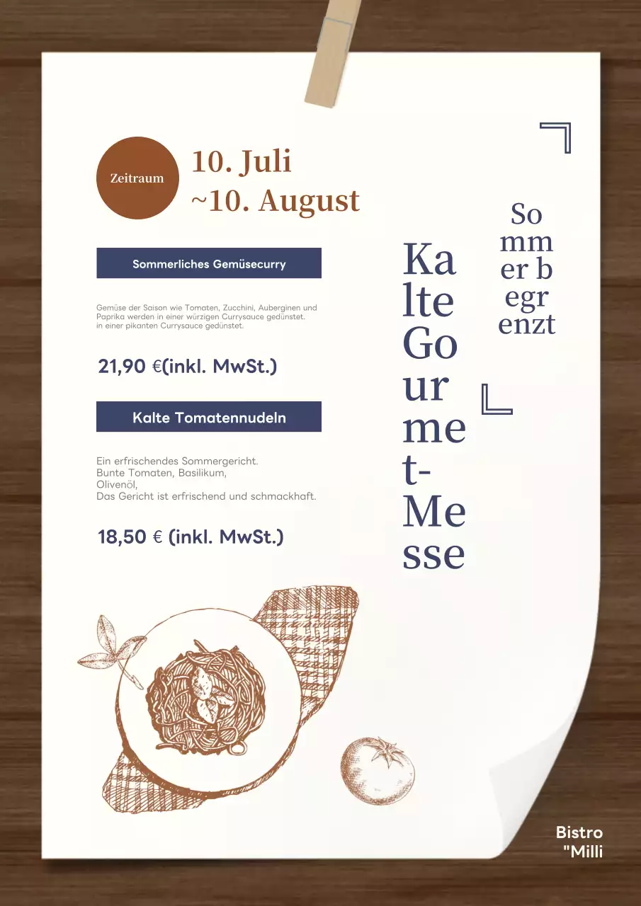 Wir stellen Ihnen die saisonale Sommerkarte mit orientalischem Flair in Braun- und Beigetönen vor.