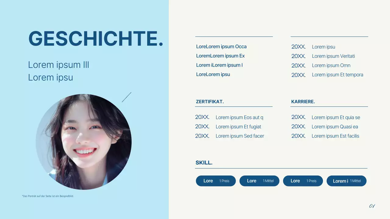 Ein einfaches Vermarkter-Portfolio in Hellblau