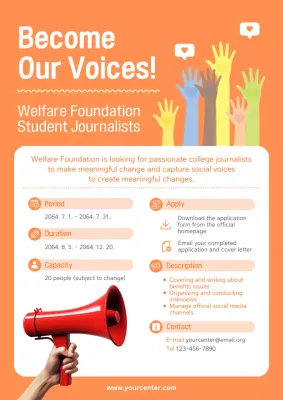 Orange Modern Journalism Recruitment Poster