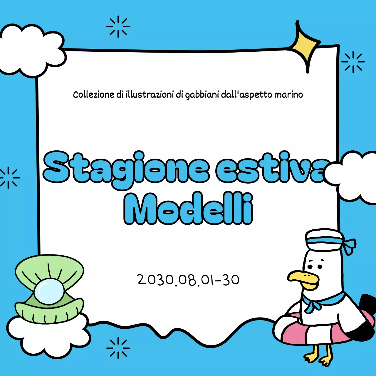 Una collezione di graziosi titoli estivi in giallo e azzurro