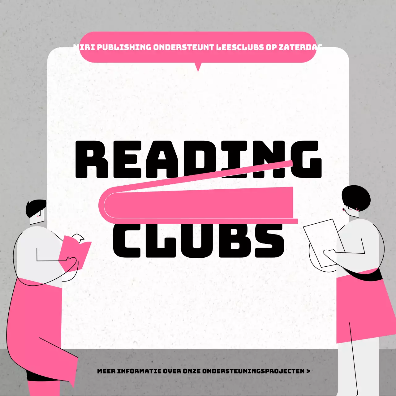 Advertentie voor moderne boekenclub in roze en grijs