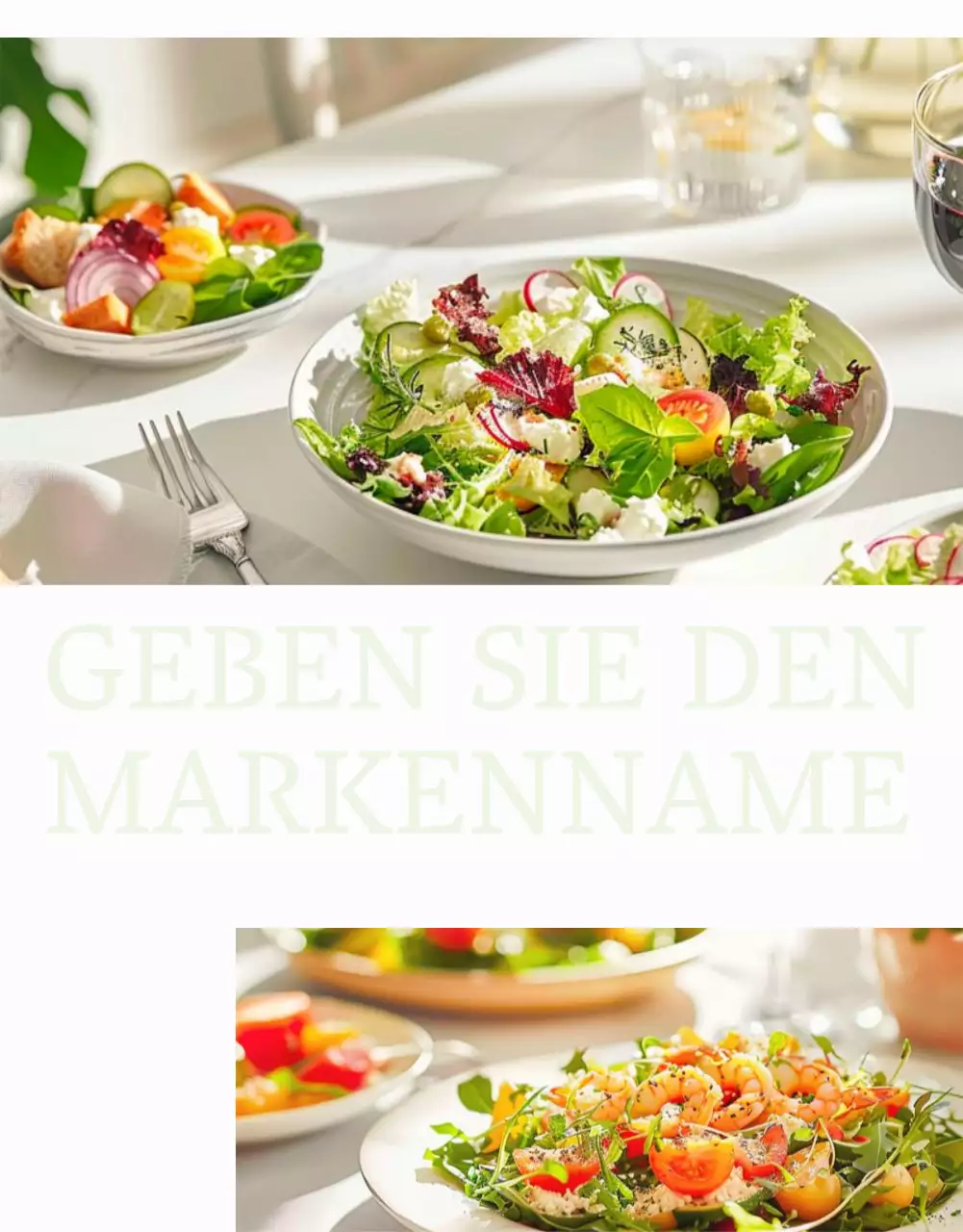 Bewerben Sie ein einfaches Salat-Foto-Layout in Weiß und Chartreuse