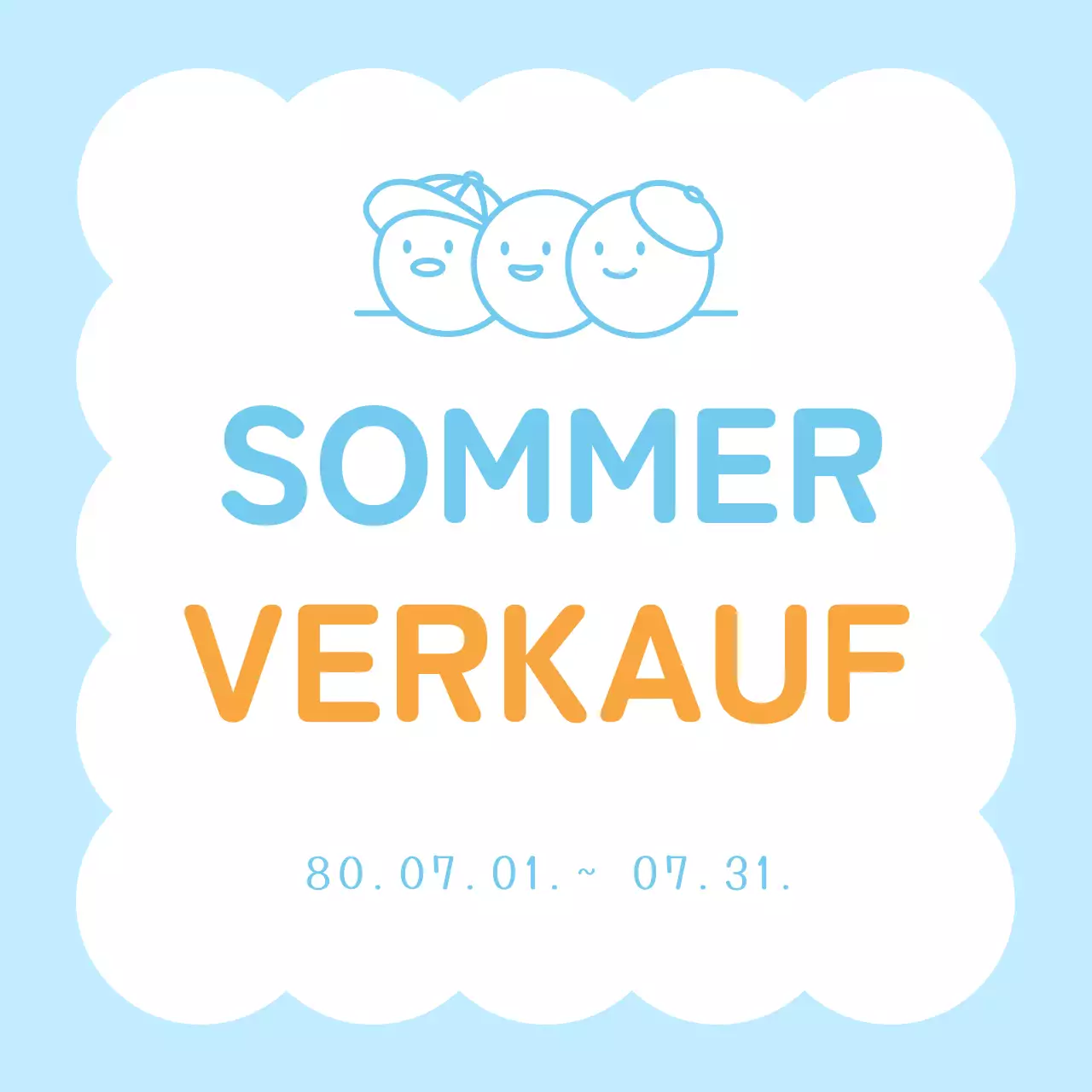 Einfache hellblau-weiße Verkaufswerbung