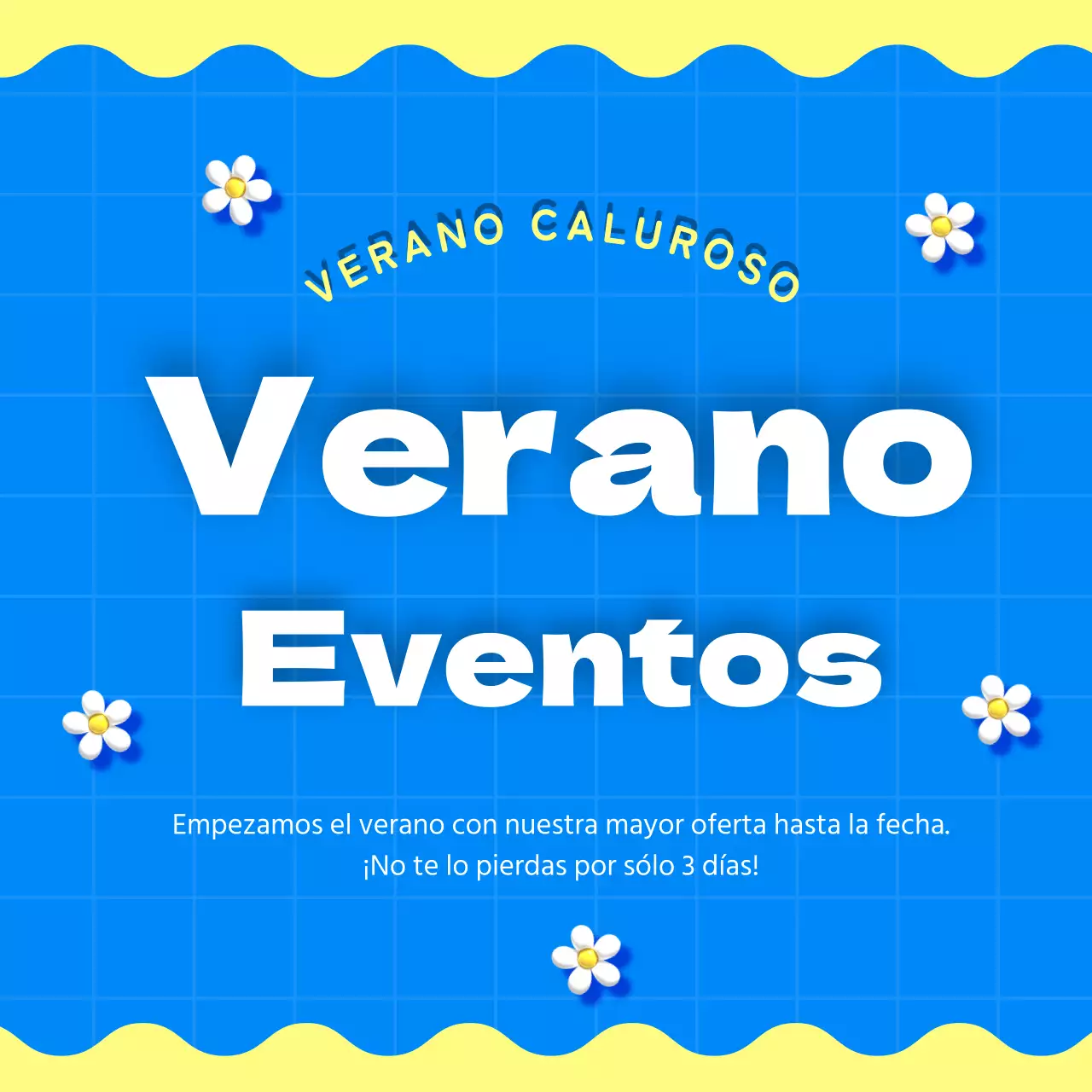 Una colección de miniaturas de eventos veraniegos con acentos azules y rosas