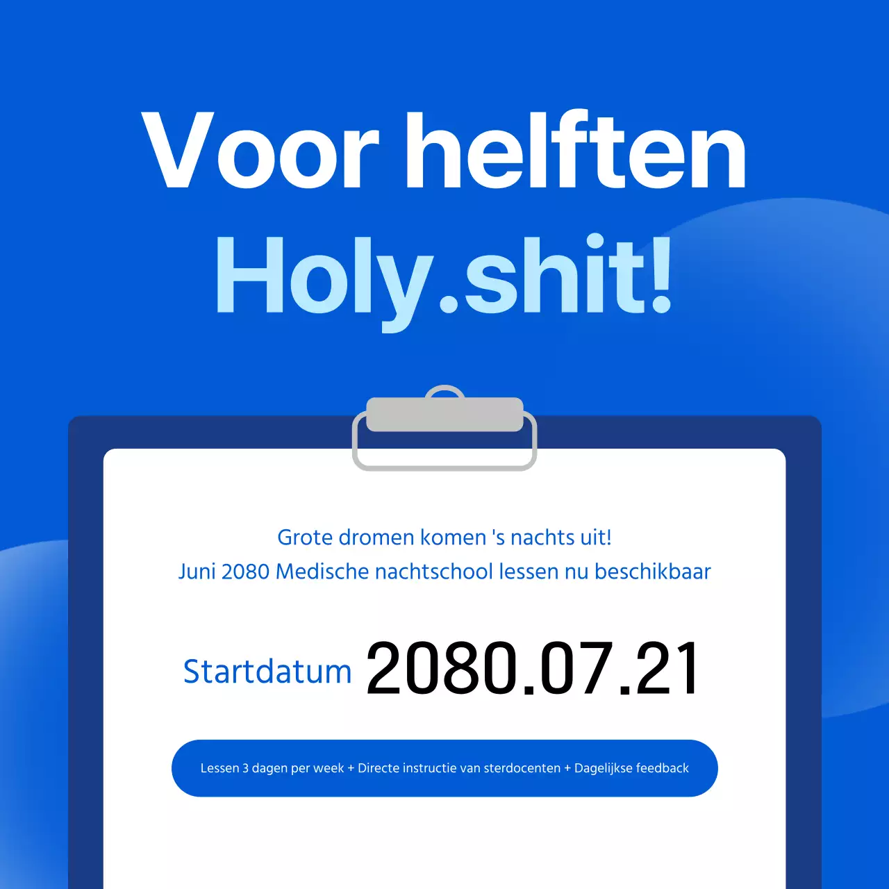 Een eenvoudige blauw-witte aankondiging voor schoolvakanties