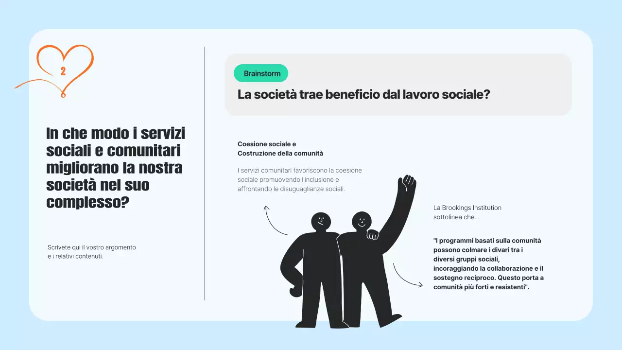 Un moderno prospetto di servizio alla comunità in azzurro e arancione