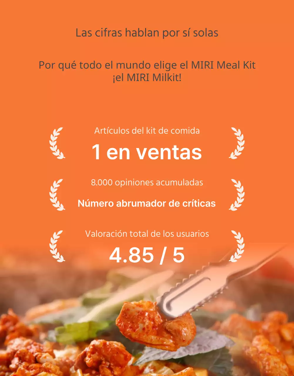 Promover la página de introducción de alimentos del kit básico de comida naranja y marfil