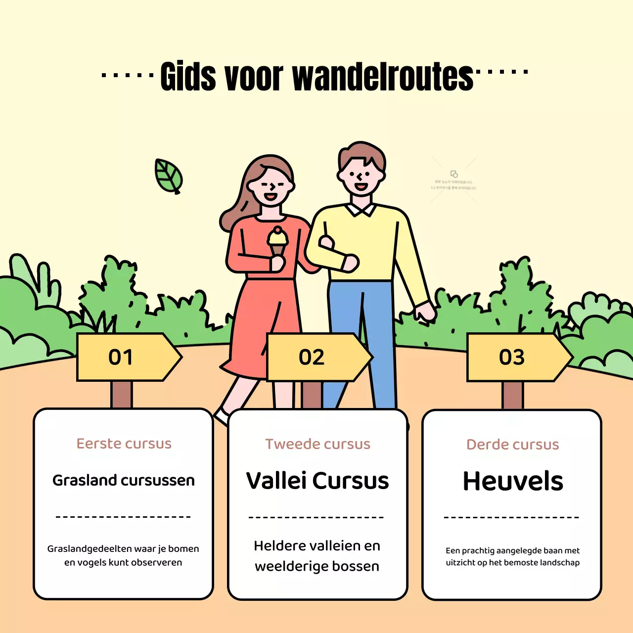 De gele en groene wandeling promoten