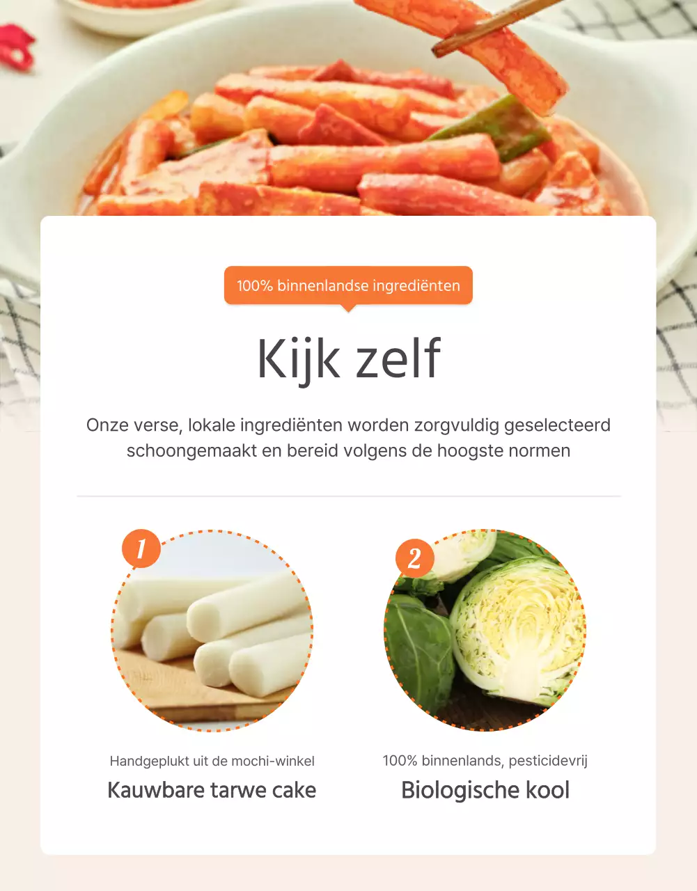 Beschrijf en promoot basismaaltijden in Orange en Ivory