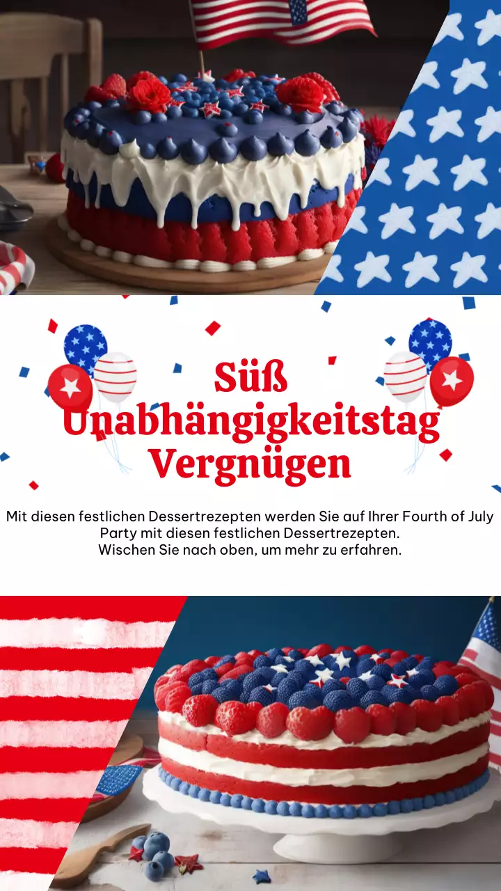 Über Desserts zum vierten Juli mit roten und blauen Akzenten