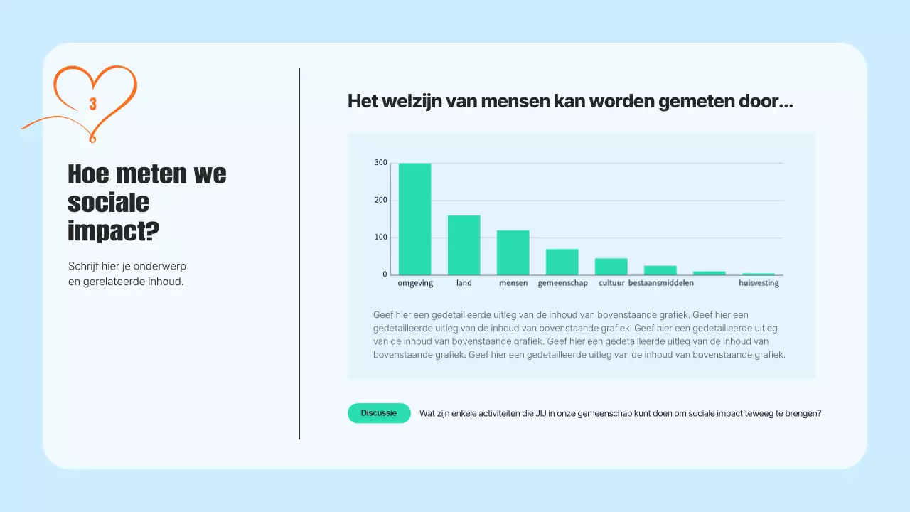 Een moderne gemeenschapsdienstprospectus in lichtblauw en oranje