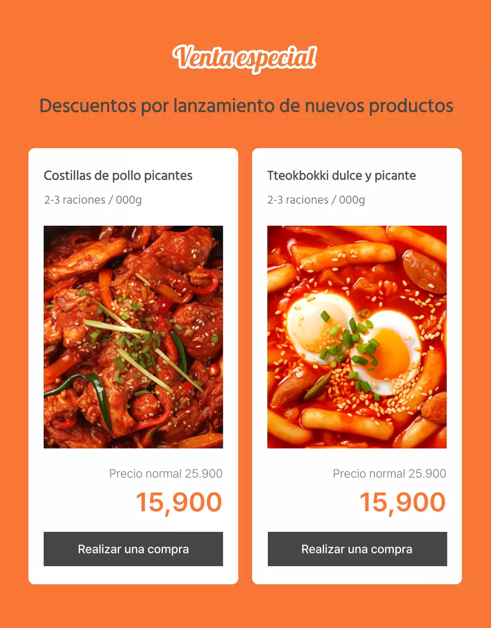 Describir y promover los alimentos básicos del kit de comida en Orange y Ivory