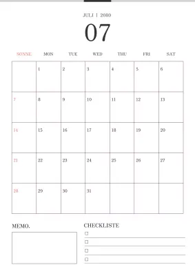 Einfacher schwarzer und weißer Kalender.