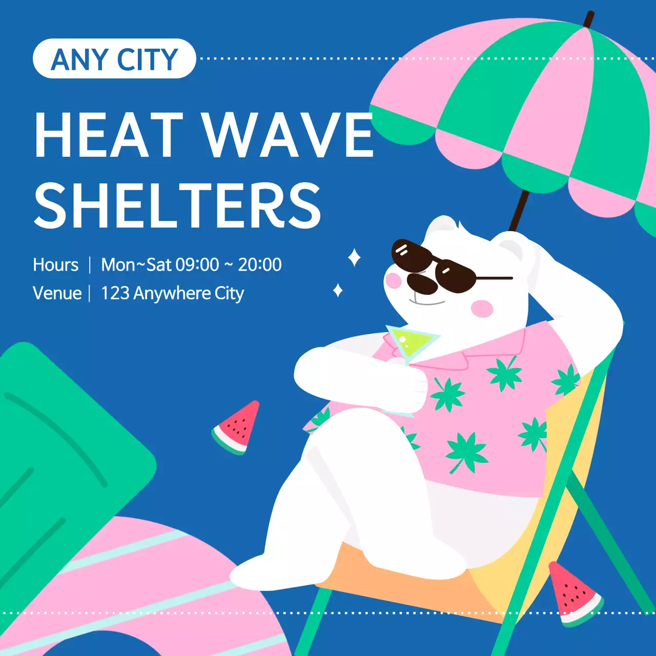 Blue Modern Heat Wave Announcement Social Media Post