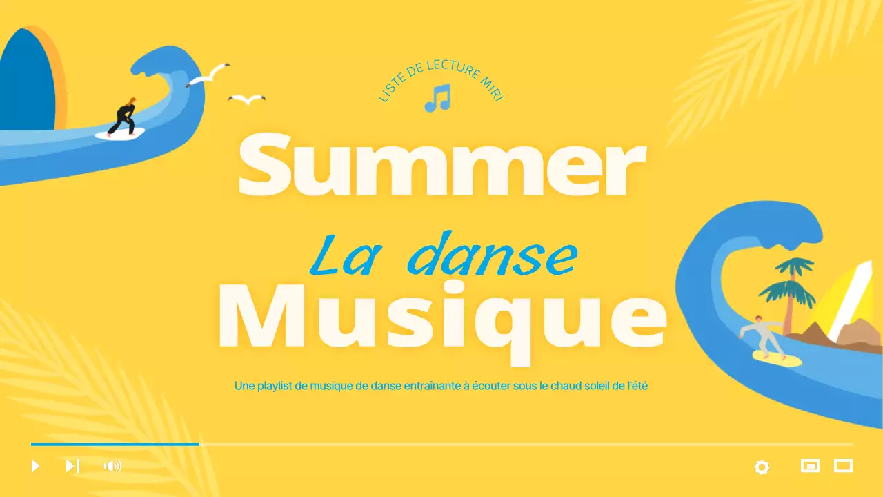 Une playlist estivale simple en vidéo jaune et bleu