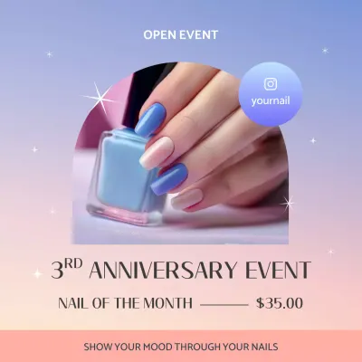 Blue Trendy Nail Promotion Social Media Post