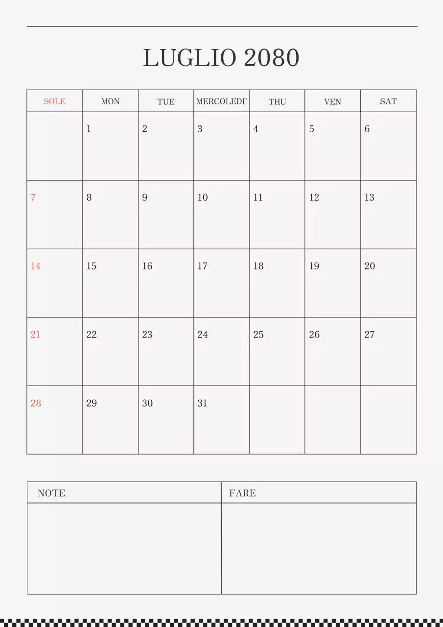 Calendario moderno in nero e grigio.