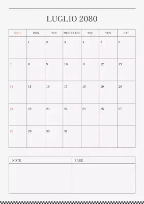 Calendario moderno in nero e grigio.