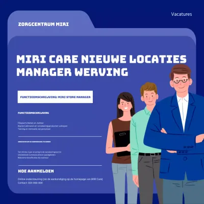 Minimalistische blauwe en marineblauwe vacature voor manager