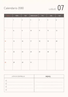 Calendario semplice in marrone e beige.