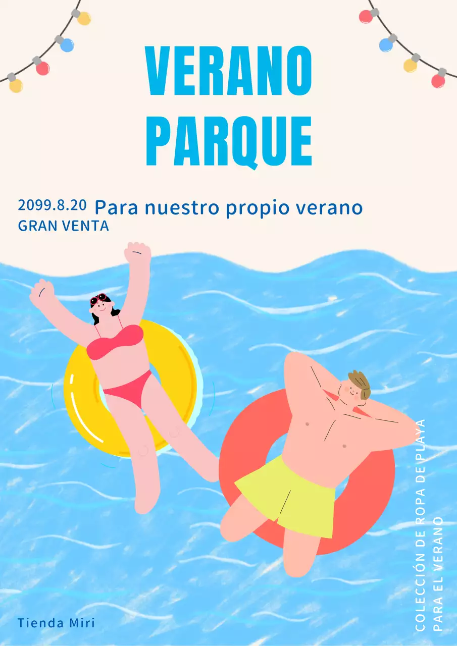 Promociona una bonita tienda de bañadores en azul claro