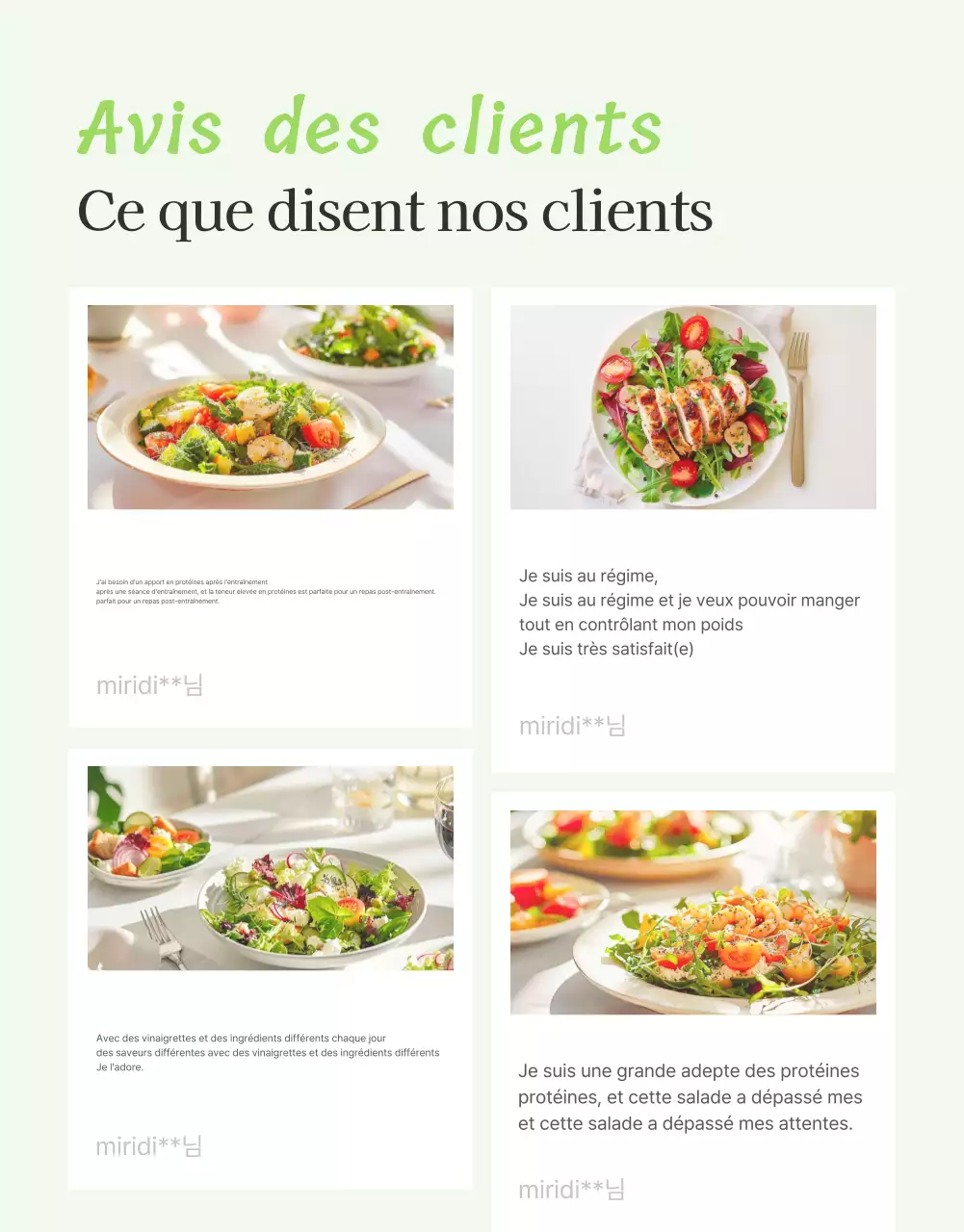 Promouvoir un événement simple de révision de salade en blanc et haricots de lotus