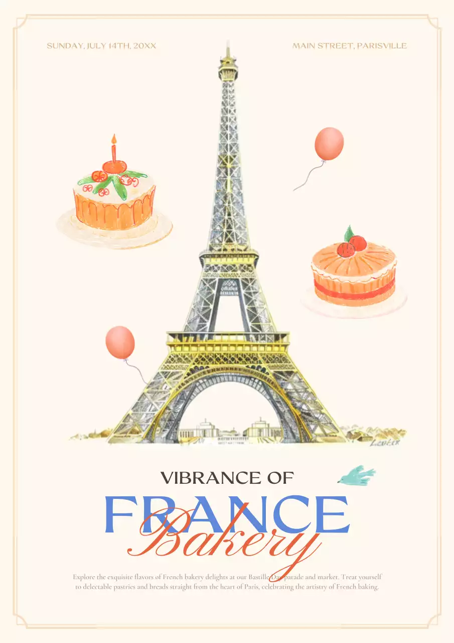 Beige Vintage Bakery Event Poster