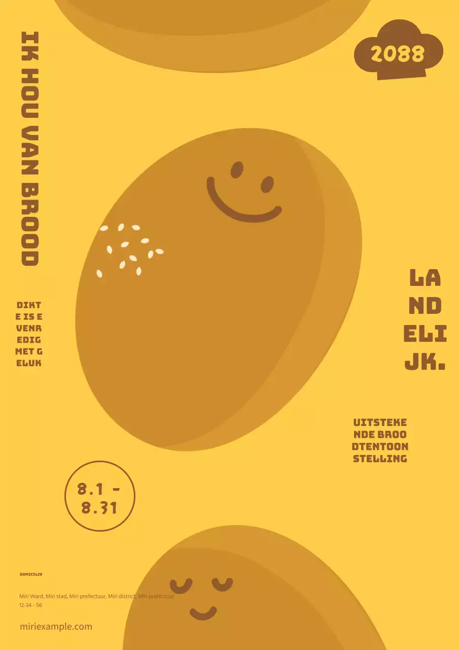 Leuke geel en bruine broodtentoonstelling Hiroho.