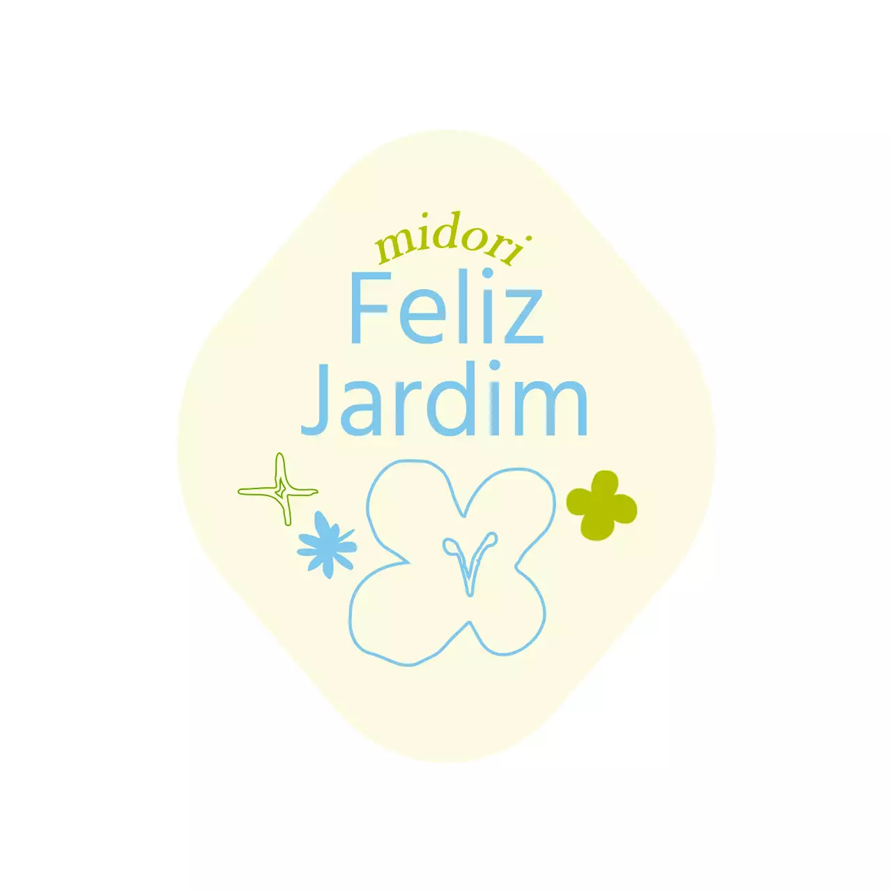 Ilustração sentimental de uma flor de jardim botânico, mercadoria em amarelo e azul claro