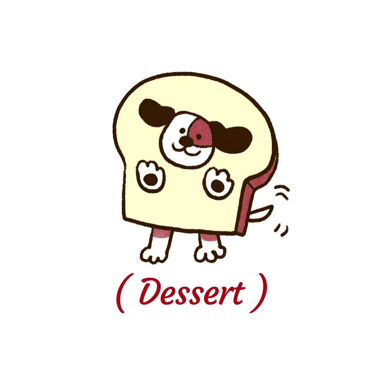 붉은색과 파란색의 귀여운 디저트 일러스트 카페 굿즈