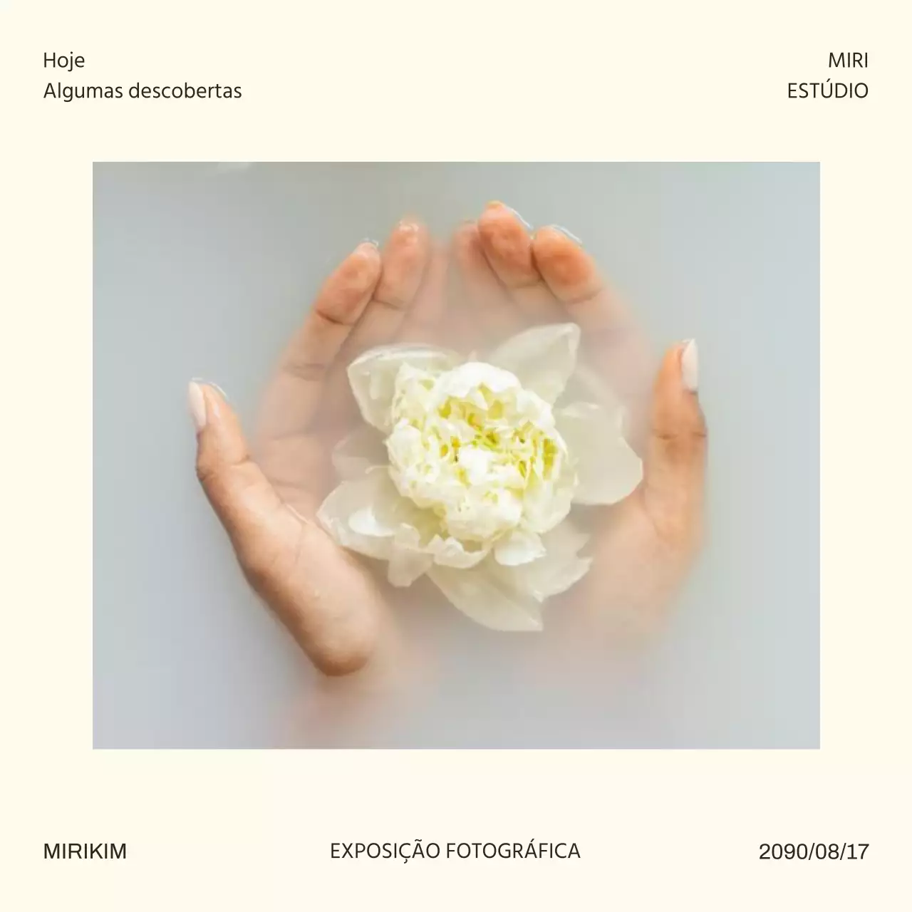 Publicação promocional para uma exposição de verão minimalista em amarelo e branco