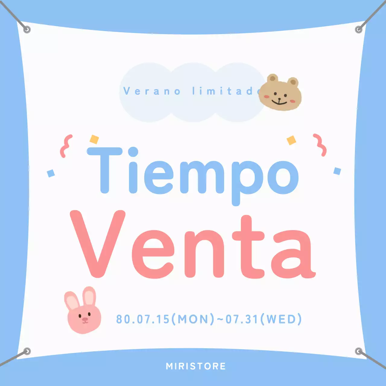 Publicidad de venta sencilla en azul y blanco