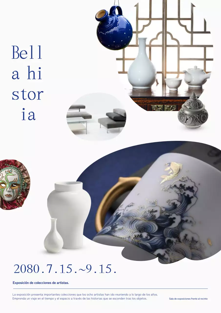 Publicidad de la exposición oriental azul.