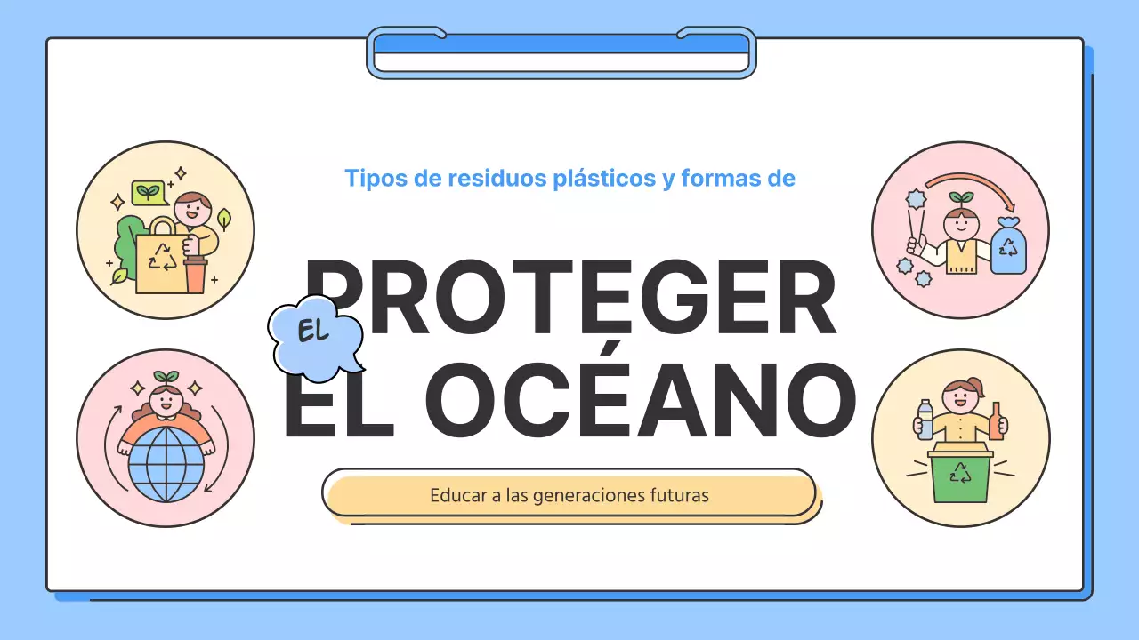 Un sencillo vídeo de formación azul y amarillo sobre cómo proteger nuestros océanos