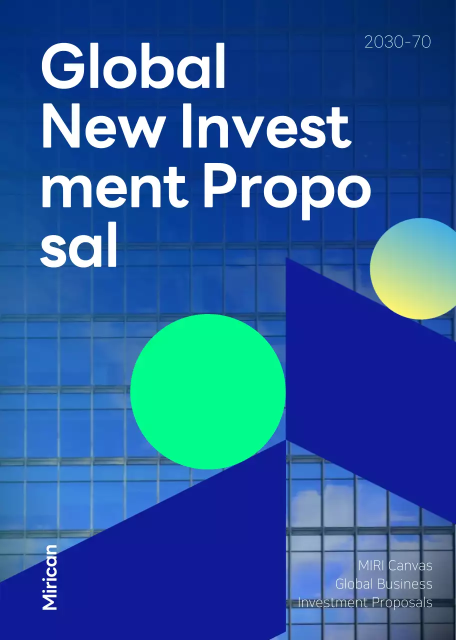 Buklet proposal investasi perusahaan yang dapat dipercaya berwarna biru