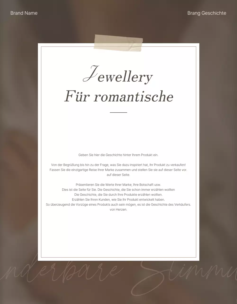 Bewerben Sie eine trendige Schmuck-Intro-Seite in Braun- und Beigetönen