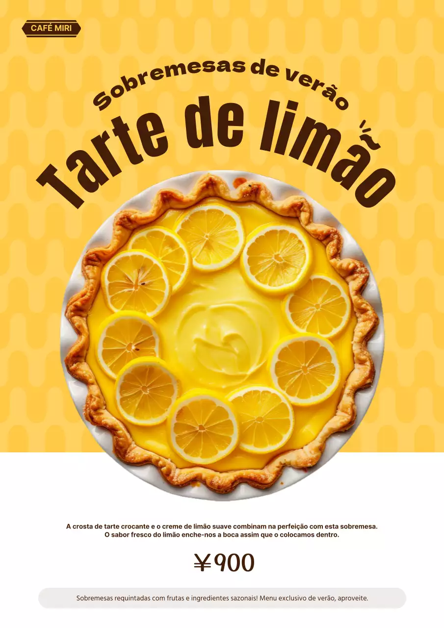 Promover um novo menu de sobremesas de verão com uma bela cor amarela