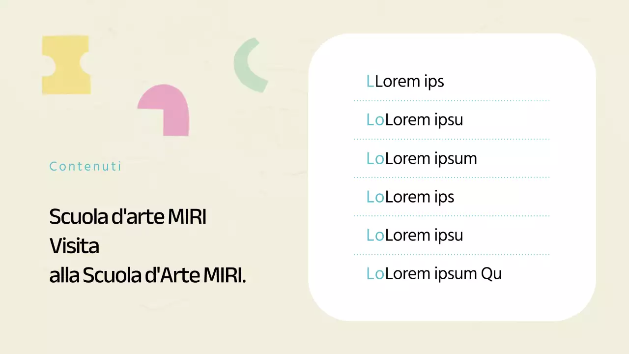Prospetto di scuola d'arte in stile geometrico in avorio e menta