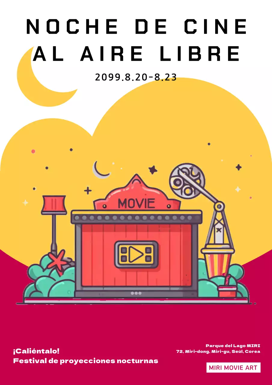 Promover proyecciones nocturnas modernas en rojo