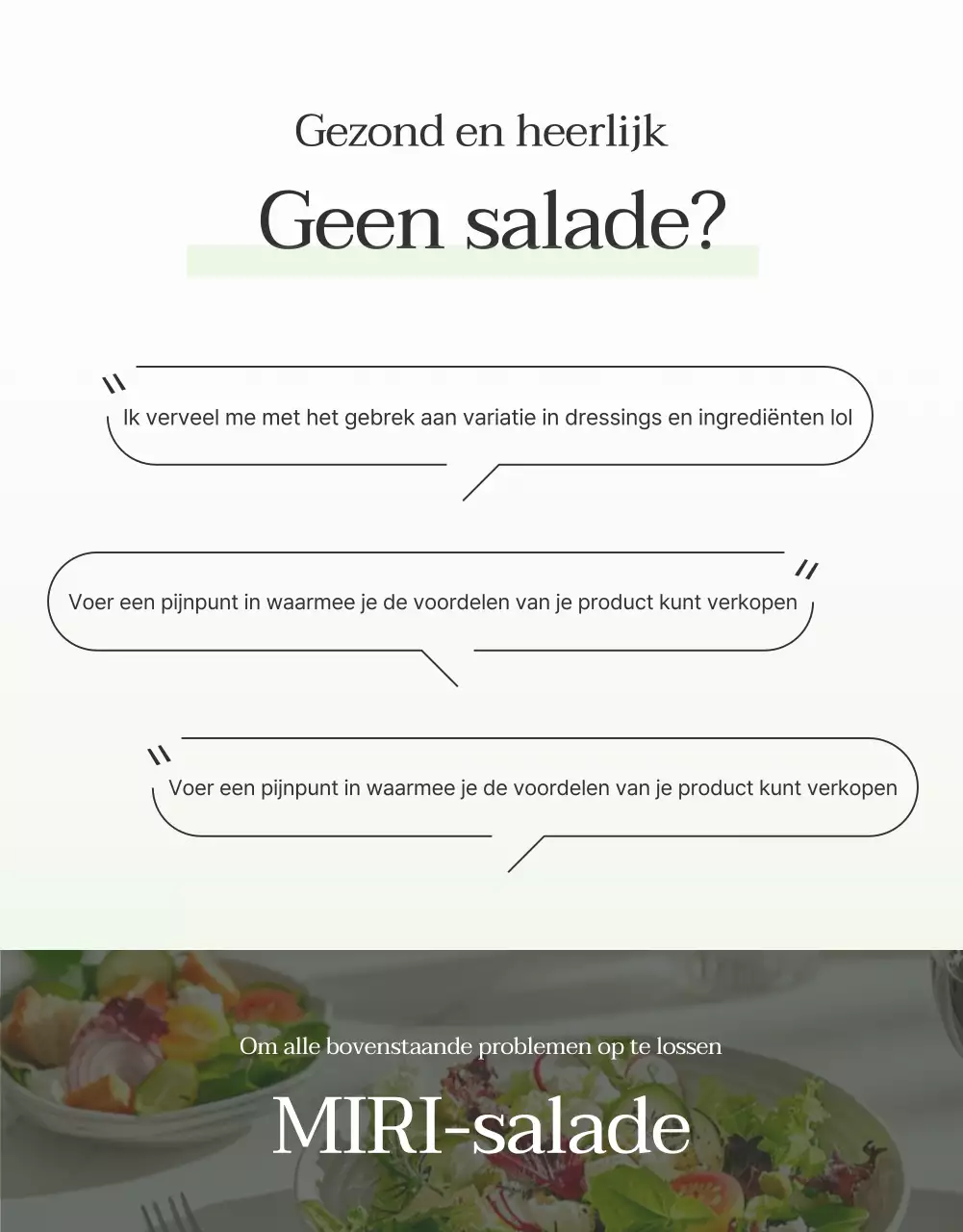 Promoot een eenvoudige salade met witte en chartreuse introbeschrijving