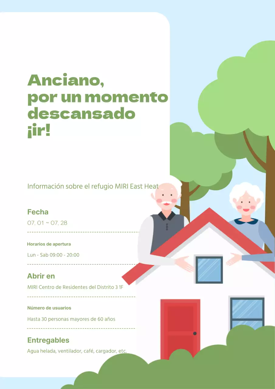 Anunciamos el refugio de la ola de calor verde y azul claro