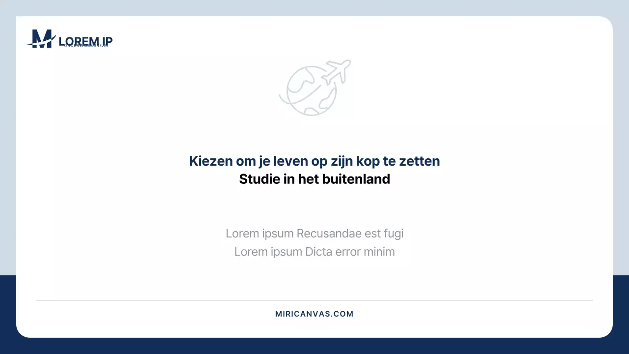 Een eenvoudige prospectus voor studie in het buitenland in marineblauw en grijs