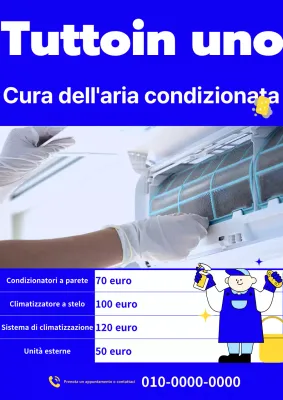 Semplice annuncio di pulizia dell'aria condizionata in blu