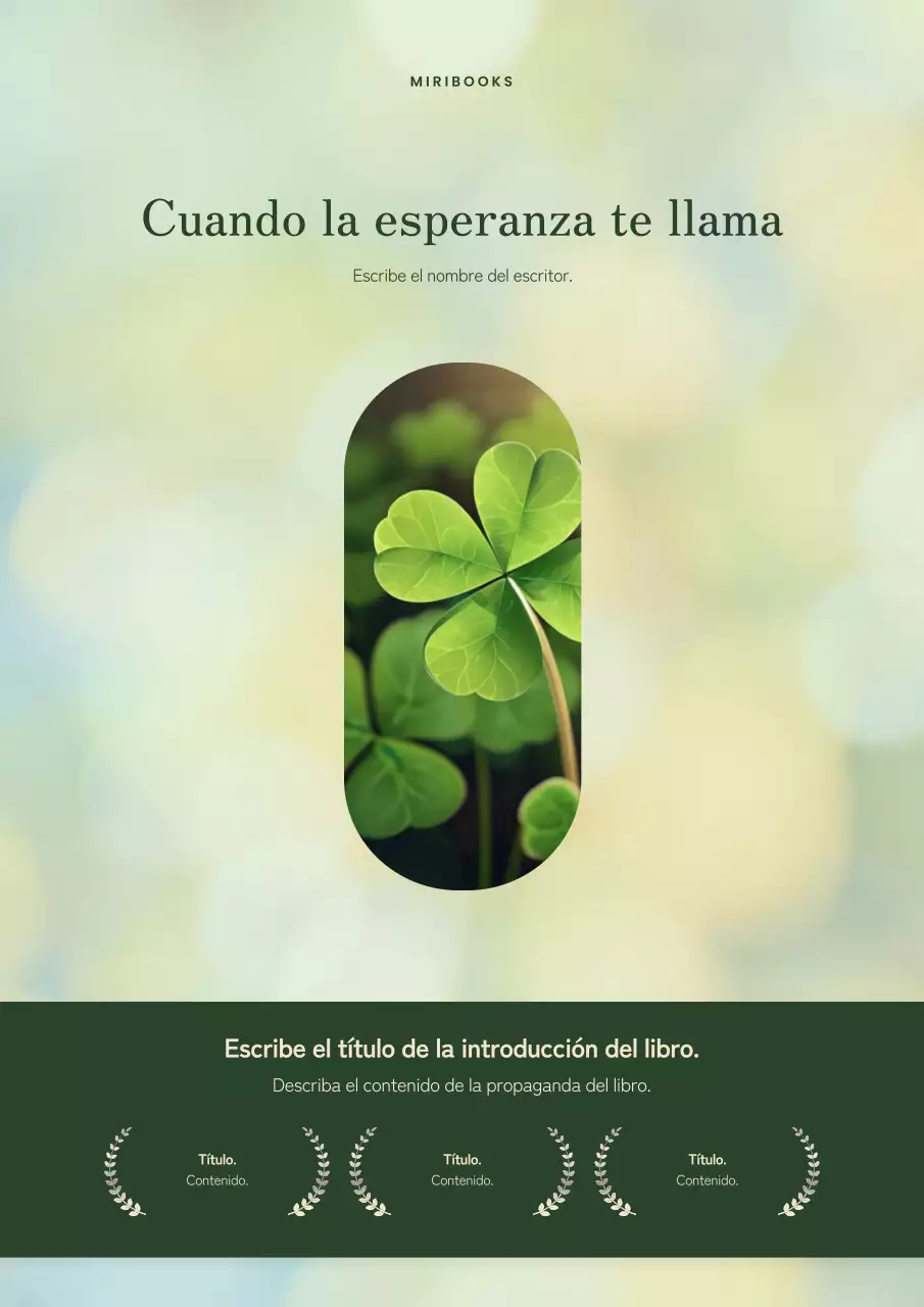Tapa de libro sencilla de trébol de cuatro hojas en verde