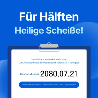 Eine einfache blau-weiße Ankündigung für die Schulferien