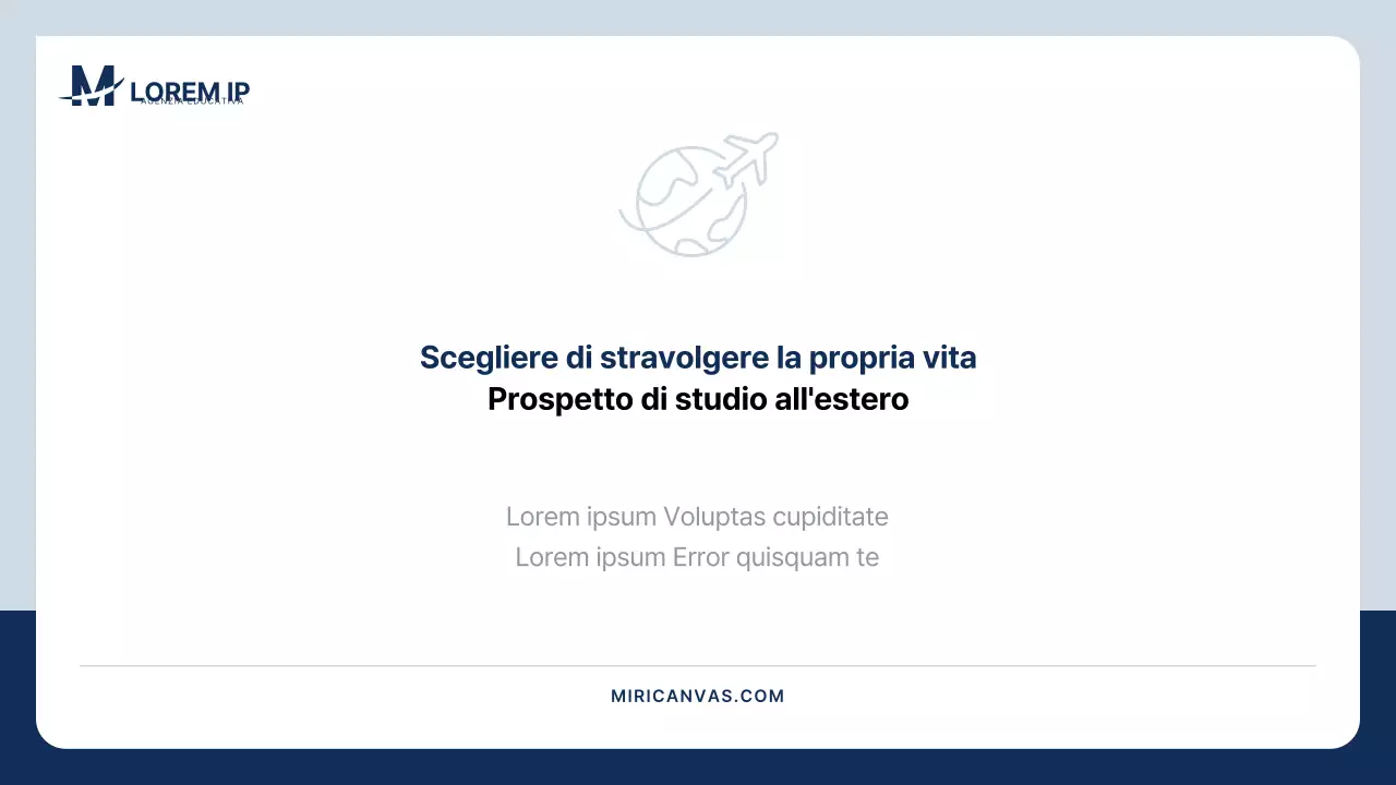 Un semplice prospetto di studio all'estero in blu e grigio