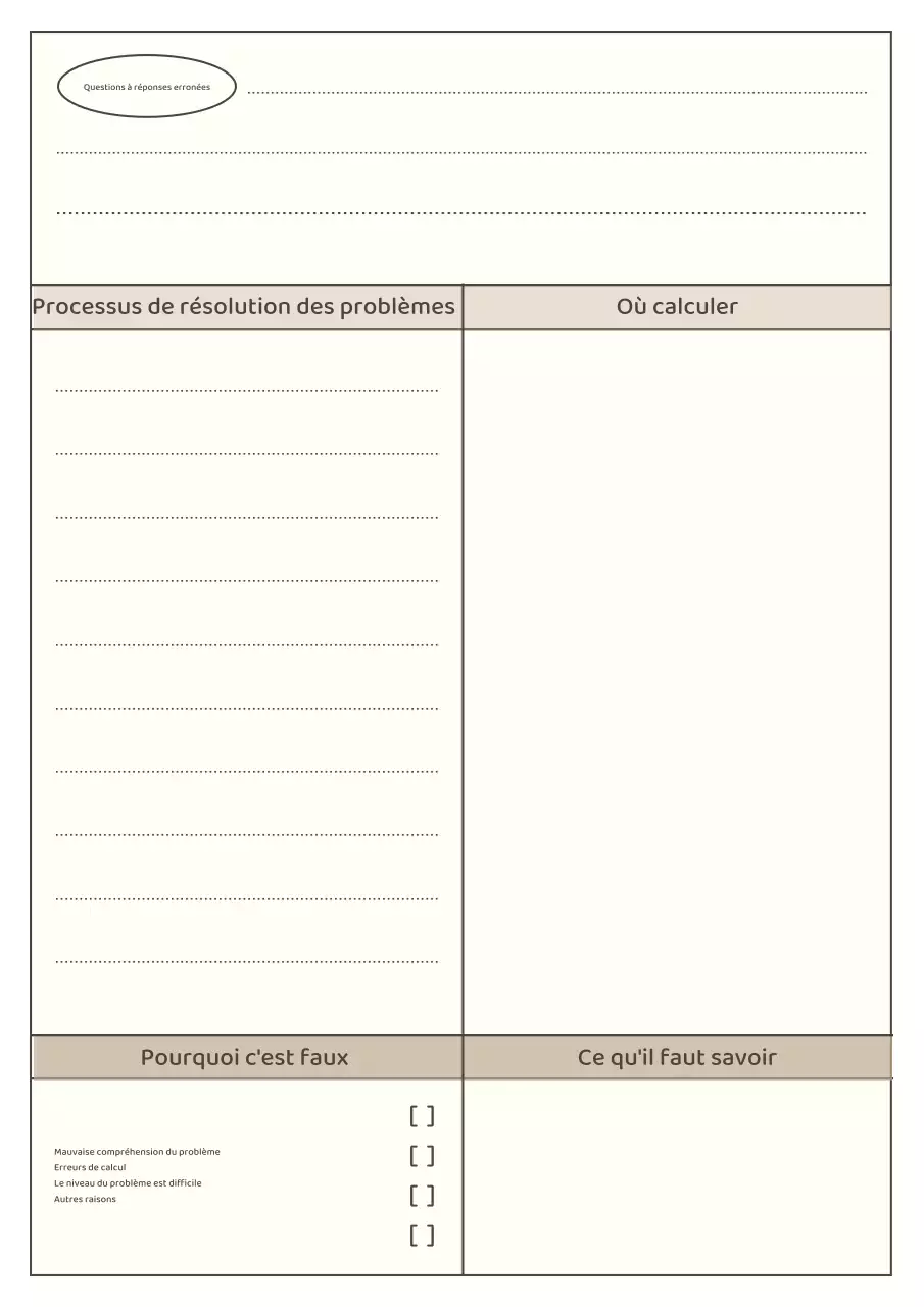Un planificateur de réponses simple, ivoire et marron