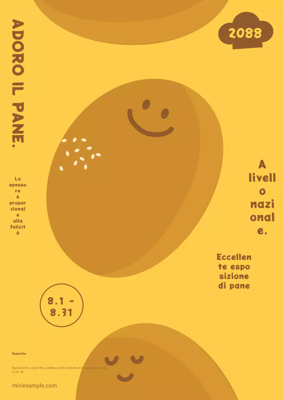 Simpatica mostra di pane giallo e marrone Hiroho.