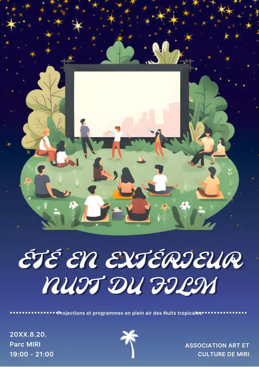 Promouvoir les projections en plein air des boîtes de nuit tropicales branchées de Navy Blue.