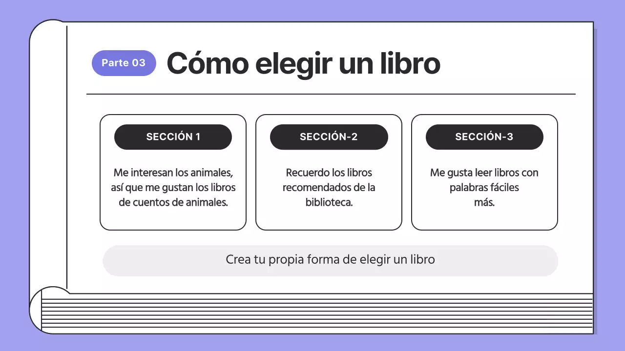 Lecciones sencillas de lectura en morado y negro